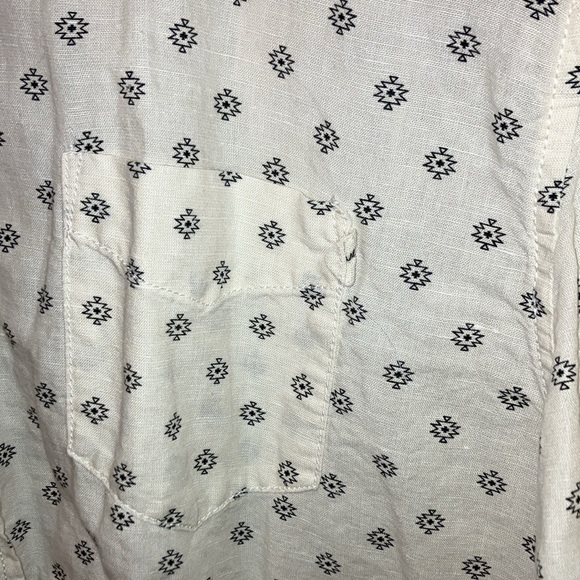 EUC life after denim cotton and linen blend long sleeve shirt. Cool blue print - Picture 4 of 4